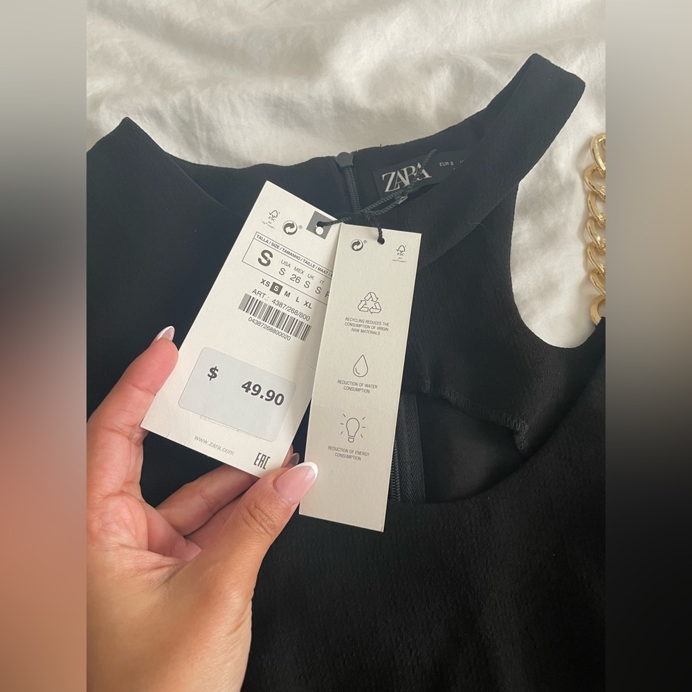 ZARA Mini Cut Out Dress w/ Gold Chain Detail - Picture 7 of 7